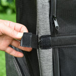 Sac de transport à roulettes pour chien 2 en 1 trolley chariot sac à dos pour chien chat avec poignée téléscopique, sacs de rangement, aérations, attache de sécurité, 42 x 25 x 55 cm, gris