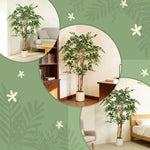 Plante artificielle intérieure 150 cm banian arbre artificiel, pot en plastique et tronc en bois massif, vert