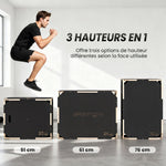 Boîte Plométrique 3 en 1 en Bois pour Entraînement au Saut, Antidérapant et sans Coins, 76x61x51cm, Noir