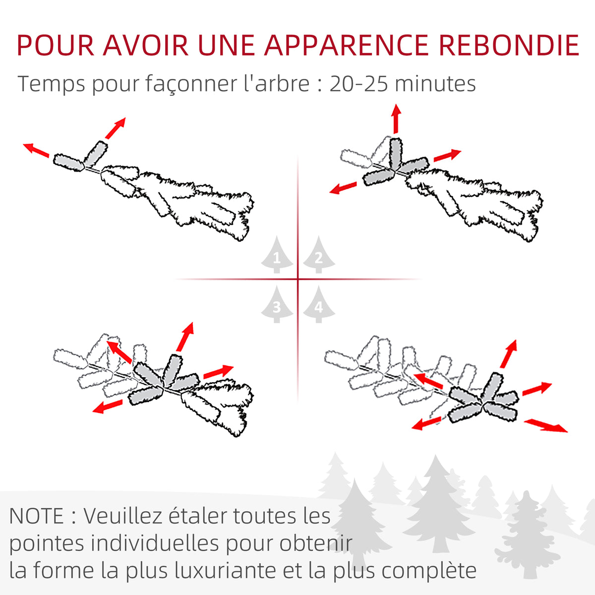 Sapin arbre de Noël artificiel 195 cm 556 branches avec 27 pommes de pin+ support pied pliable vert