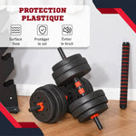 Lot de banc de musculation et haltères courtes total 25 Kg - dossier réglable haltères à poids réglable barres incluses