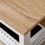Multimedia-Computertisch, Maße 110L x 48B x 76H cm, 2 seitliche Ablagen, MDF E1, helle Eiche/Weiß