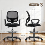 Chaise bureau ergonomique, fauteuil de bureau avec repose-pieds et accoudoirs, hauteur réglable, 59x58x103-123cm, noir