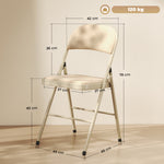 Lot de 4 chaises pliantes et portables intérieur avec assises et dossiers rembourrés en velours, cadre en acier, beige