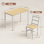 Dining Table Set with 4 Chairs, 108 cm Rectangular Table, Slat Back Chairs, Oak and White