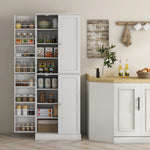 Armoire de cuisine buffet cuisine avec placards, étagère réglable et porte-épices, 60 x 35 x 166 cm, blanc