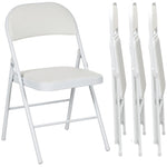 Lot de 4 chaises pliantes chaises de salle à manger portables cadre en acier dim. 45l x 46P x 78H cm blanc
