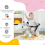 Husky à bascule pour enfants cheval à bascule jouet à bascule bébé 18-36 mois - musique poignées ceinture de sécurité