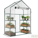 Serre de jardin 4 tablettes acier PVC haute densité 140 g/m² anti-UV 142 x 73 x 195 cm transparent vert
