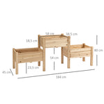 Jardinière sur Pieds carré Potager 2 étages dim. 184L x 45l x 80H cm Inserts d'irrigation Bois Sapin pré-huilé