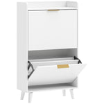 Meuble à chaussures 12 paires, armoire à chaussures étroite avec 2 tiroirs rabattables, étagères réglables, blanc