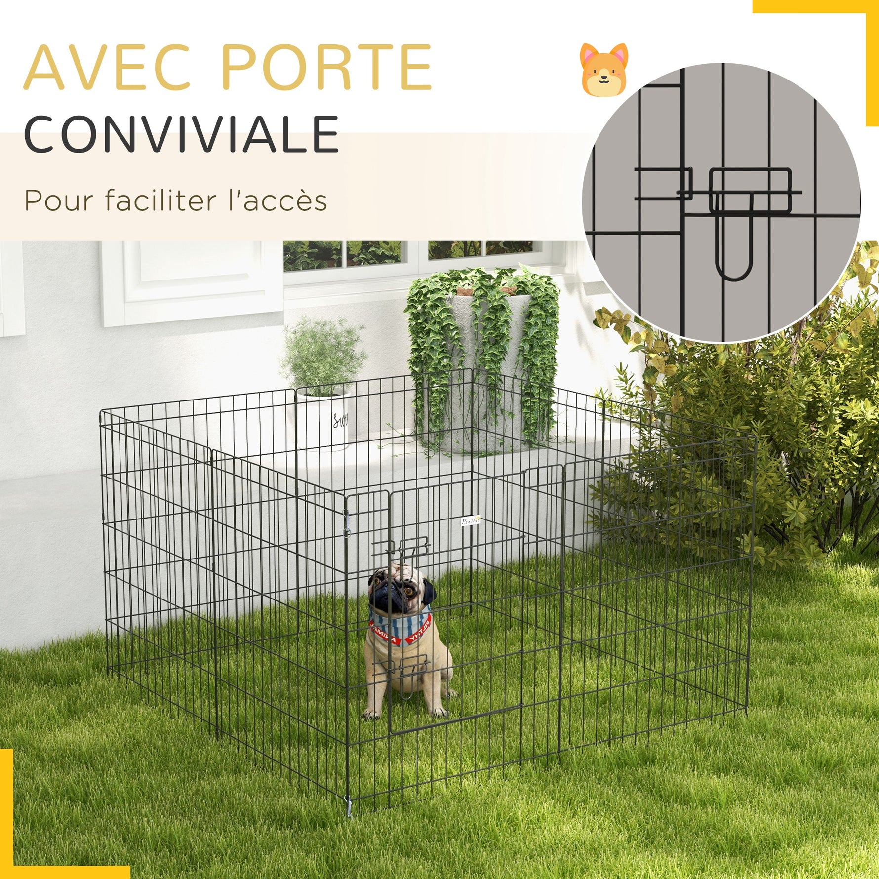 Parc enclos modulable pour chiens lapins rongeurs clôture pour petits animaux intérieur et extérieur 61 x 76 cm noir