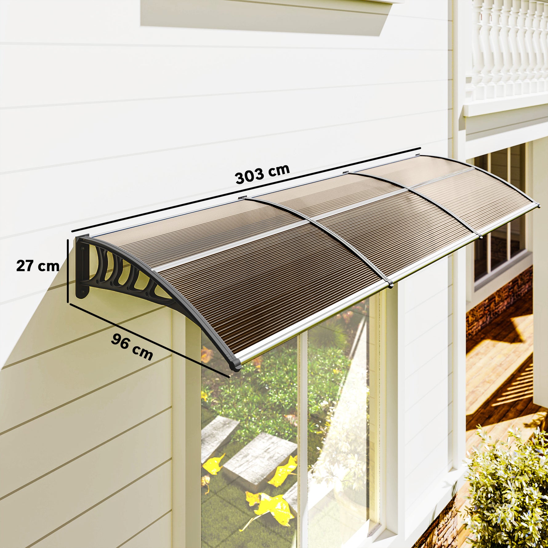 Auvent de porte toit marquise en polycarbonate auvent de porte d'entrée bord en aluminium contre la pluie et UV