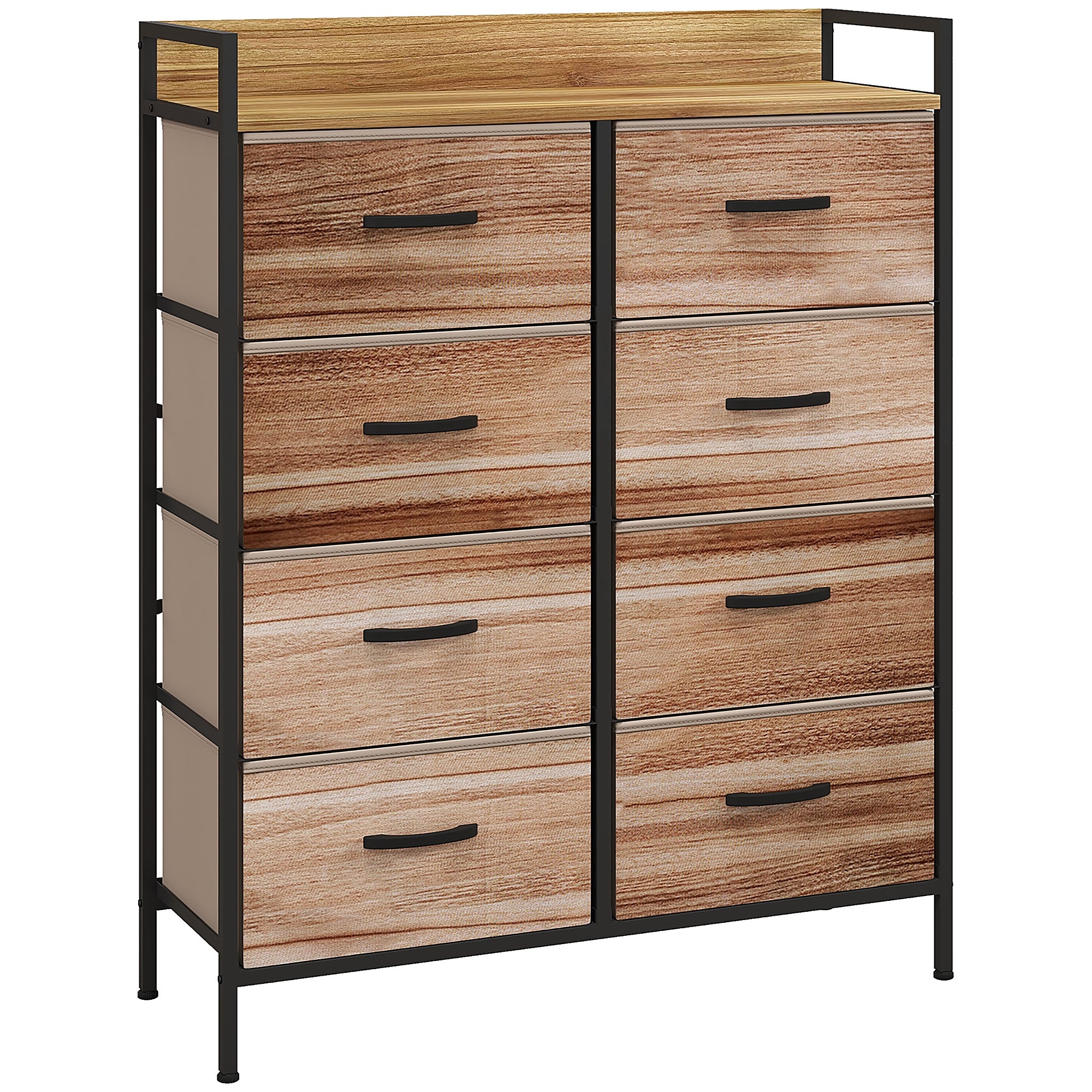 Kommode mit 8 herausnehmbaren Stoffschubladen, Ablage und Stahlrahmen, 79B x 29T x 101H cm
