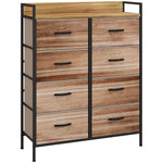 Meuble de Rangement commode 8 tiroirs en tissu amovibles, étagère supérieure et cadre acier 79L x 29l x 101H cm