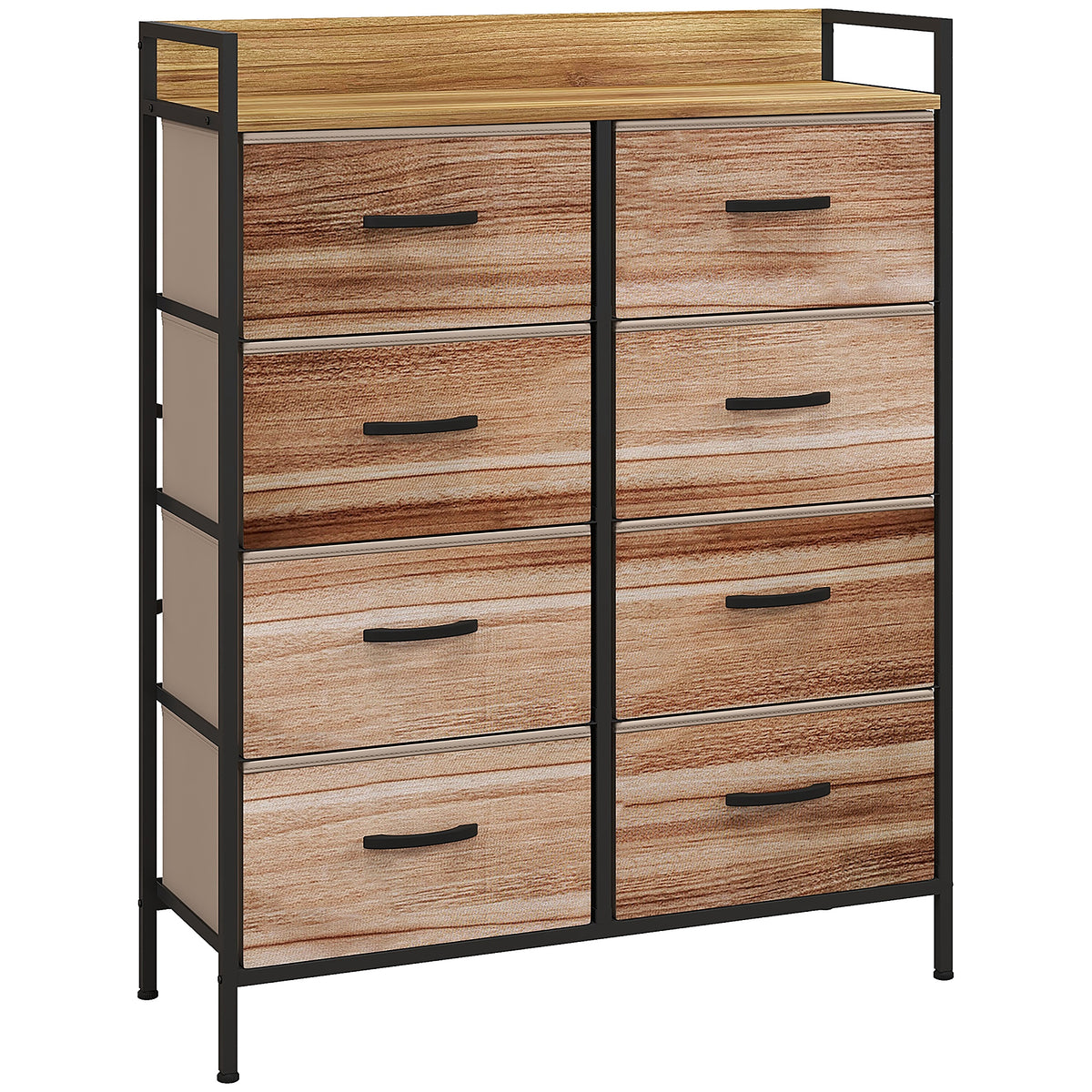 Meuble de Rangement commode 8 tiroirs en tissu amovibles, étagère supérieure et cadre acier 79L x 29l x 101H cm