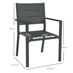 Ensemble de 4 chaises de jardin empilables en aluminium et textilène avec accoudoirs, lot de 4 pièces pour extérieur