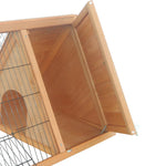 Clapier triangulaire de sol enclos extérieur niche double porte convient aux lapins poules tortue terrestre dim. 116L x 62,2l x 52,5H cm bois massif pin