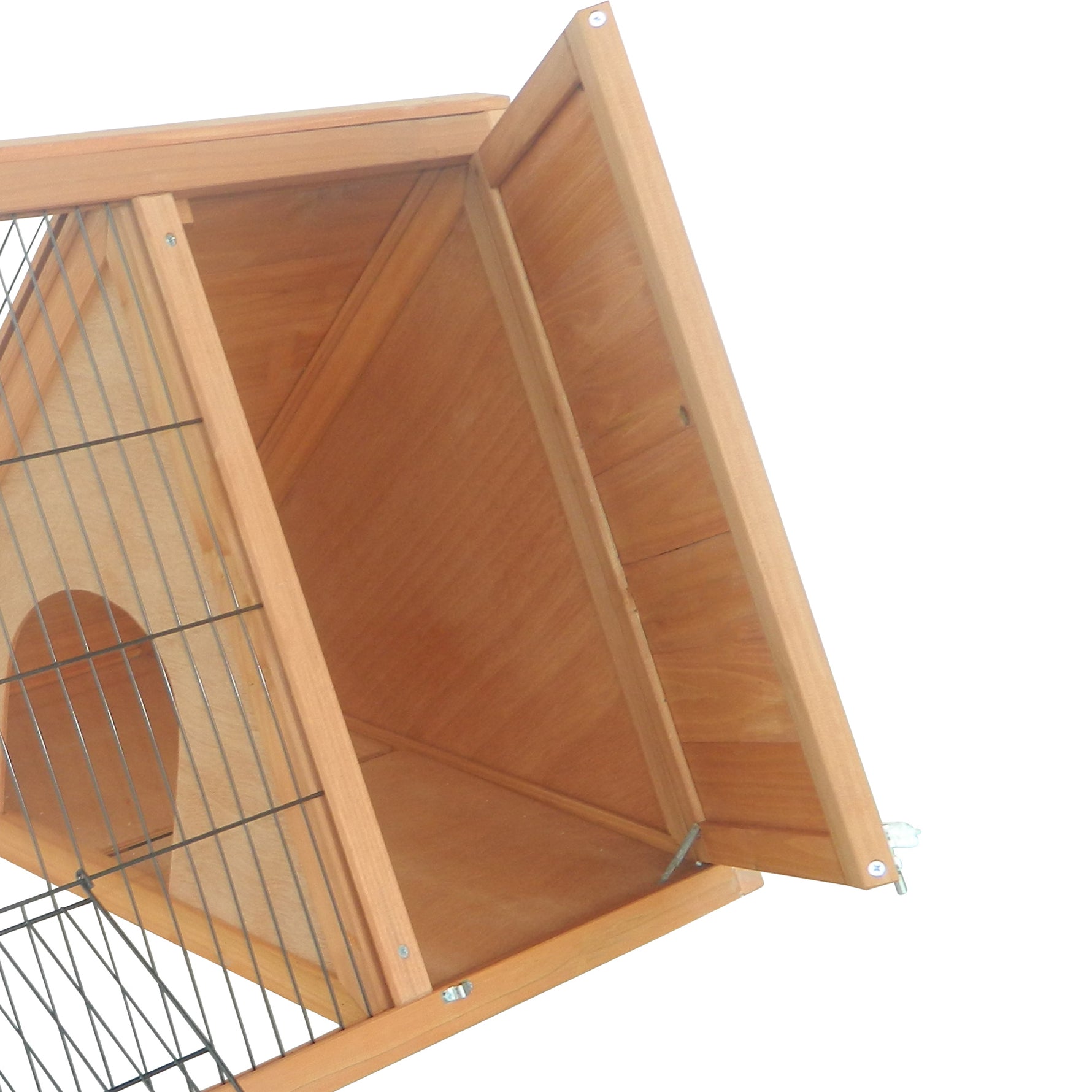 Clapier triangulaire de sol enclos extérieur niche double porte convient aux lapins poules tortue terrestre dim. 116L x 62,2l x 52,5H cm bois massif pin