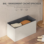 Banc de rangement pouf de rangement pliable bout de lit repose-pieds avec couvercle capitonnée 76L x 38l x 38H cm crème