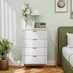 Commode 4 tiroirs commode chambre meuble de rangement moderne avec poignées et pieds dorés, dim. 60 x 40 x 96 cm, blanc
