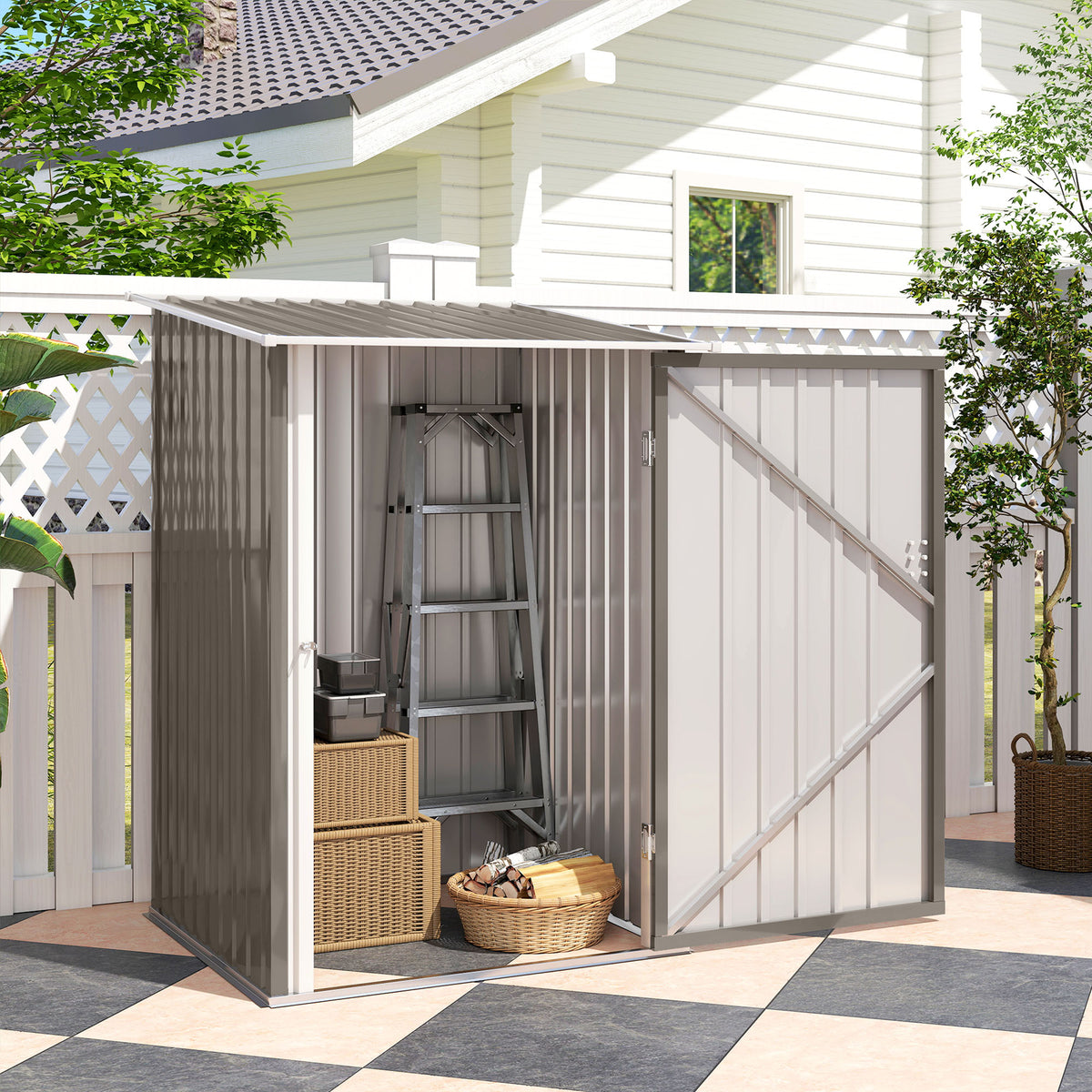 Abri de Jardin 1m² - Remise pour Outils - cabanon Porte verrouillable - dim. 1L x 1,03l x 1,6H m - tôle d'acier ondulée