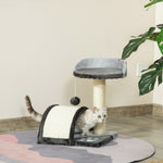 Arbre à chat griffoir grattoir design jeu boule suspendue + plateforme peluche sisal naturel gris foncé