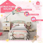 Lit pour enfant 3-6 ans avec barrières de sécurité et motifs dim. 77 x 143 x 60 cm sommier à lattes inclus - rose