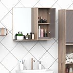 Miroir de Salle de Bain avec étagère et Placard - système Fixation intégré - Panneaux Particules chêne Clair Gris