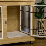 Cage pour chien animaux cage de chien sur pied avec coussin amovible acier aspect bois 90 x 58 x 65 cm