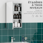 Armoire miroir de salle de bain en acier inoxydable armoire murale de toilette 39 x 12 x 60 cm