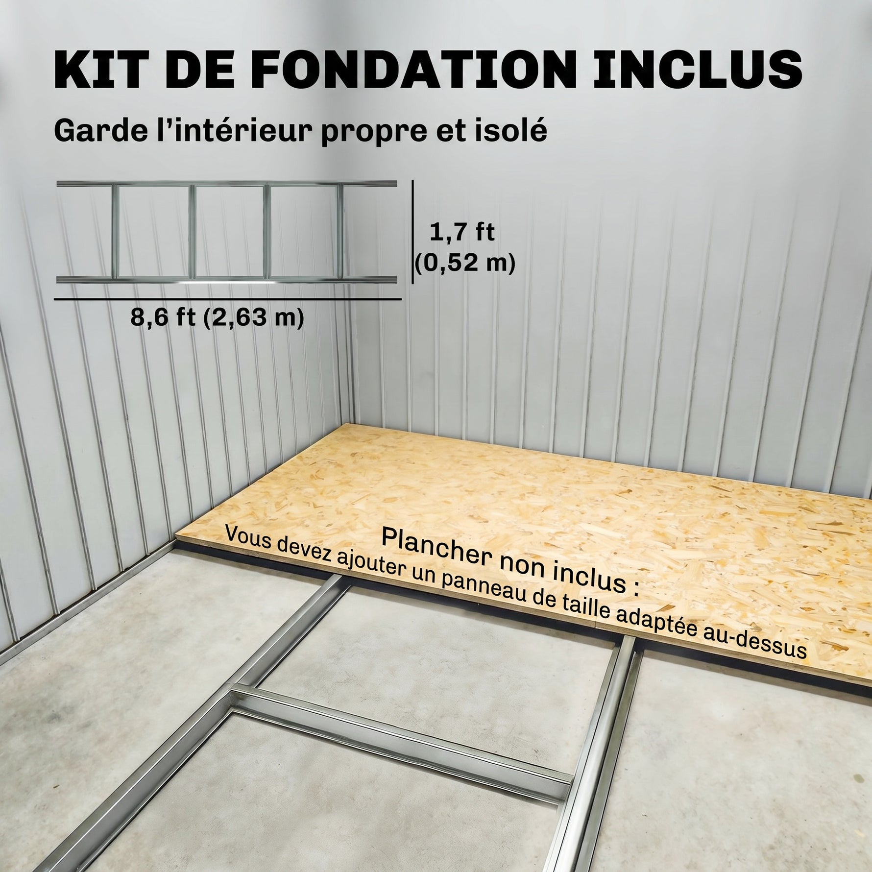 Abri de jardin 3,6 m² 280 x 130 x 172 cm kit de fondation porte coulissante ventilations acier galvanisé vert foncé