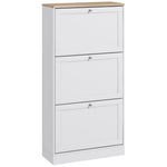 Scarpiera stile scandinavo 3 ante a ribalta 18 paia di scarpe 60 x 23,5 x 115 cm bianco effetto legno