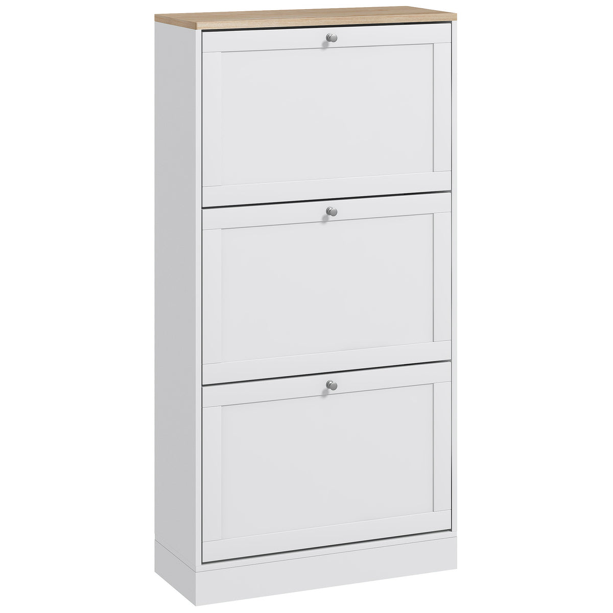 Scarpiera stile scandinavo 3 ante a ribalta 18 paia di scarpe 60 x 23,5 x 115 cm bianco effetto legno