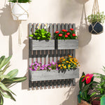 Jardinière murale potager avec 3 bacs en bois massif amovibles, tissu non tissé, 60 x 16 x 80 cm gris-1