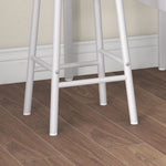 Ensemble table haute de bar + 2 tabourets structure en acier plateau aspect bois naturel 2 personnes blanc