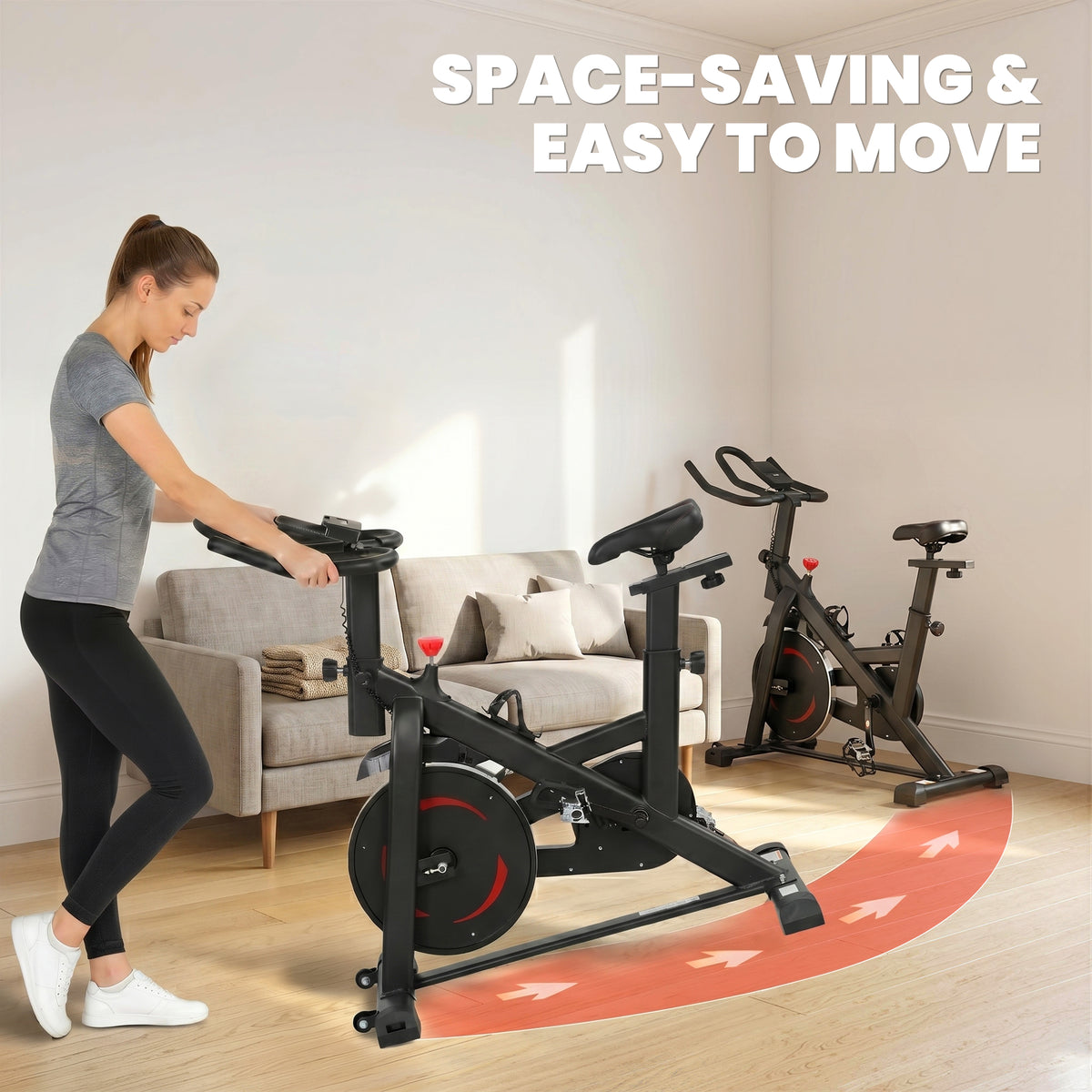 Vélo d'Appartement Silencieux avec Résistance Magnétique Réglable, APP Connectez, Écran LCD, 111,5x52,5x114,5cm, Noir