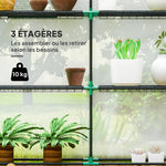 Serre de jardin 3 m² avec étagères 3 niveaux, PE renforcée 135 g/m² anti-UV, porte enroulable et fenêtres en maille