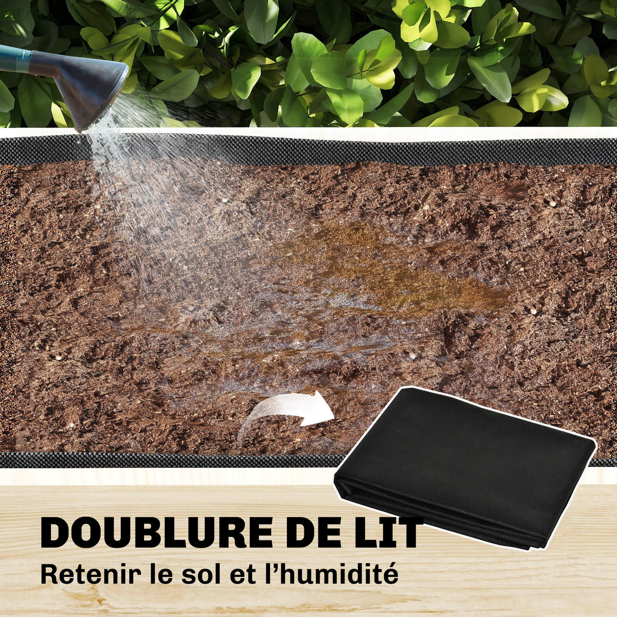 Jardinière à 2 Niveaux avec Treillis, bac à fleurs, avec tissu non tissé, 108 x 62 x 120 cm, effet bois naturelle-6