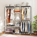 Armoire de rangement, penderie en tissu avec barre de suspension et étagères, 182 x 43 x 185 cm, gris