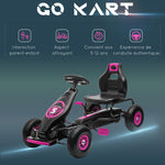 Kart à pédales pour enfant siège réglable 3 positions frein à main enfant de 5 à 12 ans rose noir