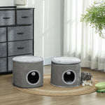 Tour pour chat modulable tonneau griffoir chat avec fermeture éclair séparable 3 niveaux deux balles Ø 42 x 69H cm gris