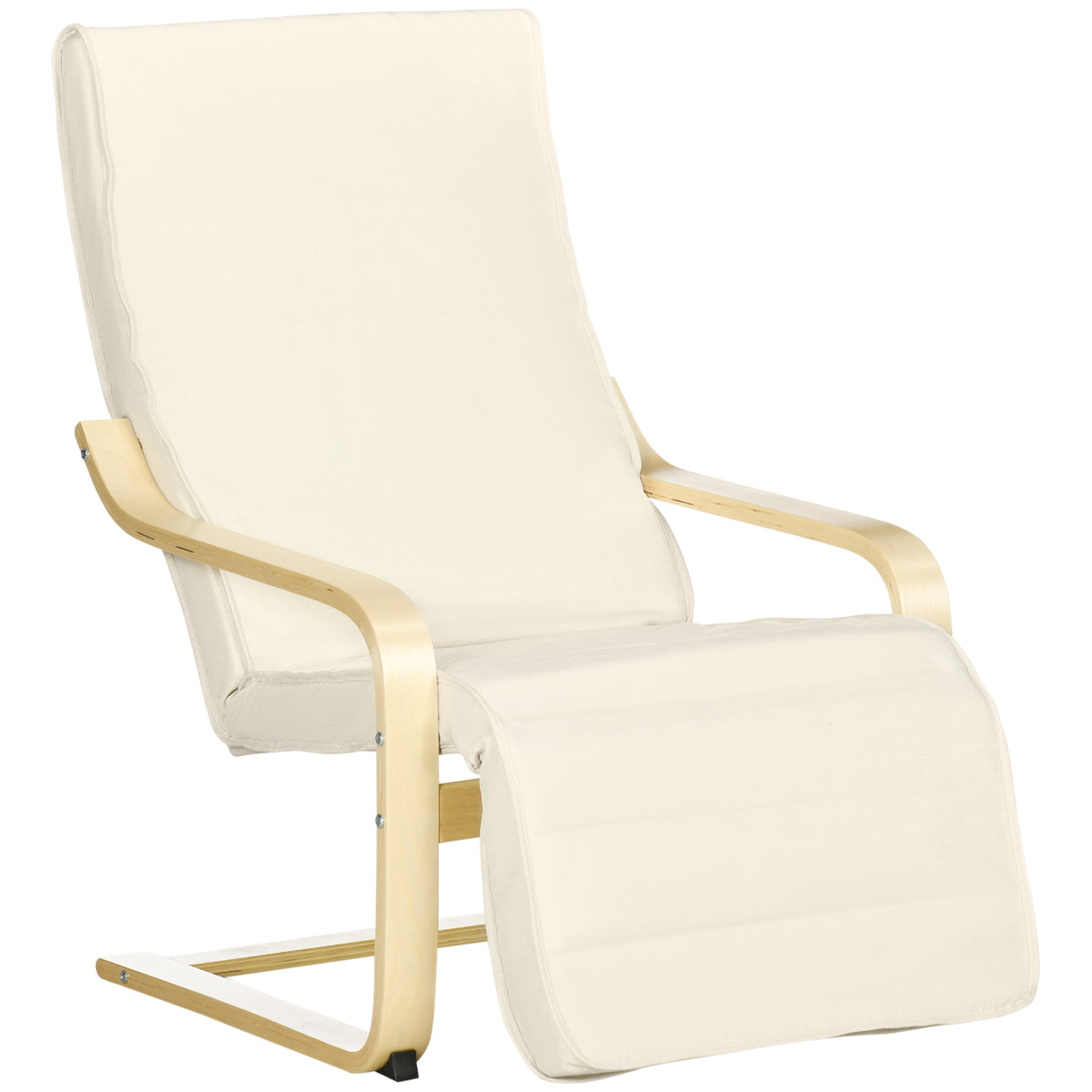 Relaxfauteuil Comfort en Ontspanning met verstelbare, afneembare voetensteun 94 x 66,5 x 100 cm Massief Hout Crème