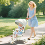 Tricycle bébé évolutif 5 en 1, tricycle enfant pliable avec poignée réglable, capote amovible, pour 1-3 ans, crème