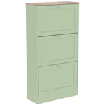 Meuble à Chaussures Style Moderne, 3 Portes Abattantes, 18 Paires de Chaussures, 60 x 23,5 x 115 cm, Vert