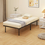 Struttura letto 90 x 190 cm, letto singolo con rete a doghe in legno massello e testiera, con vano contenitore sottostante, nero