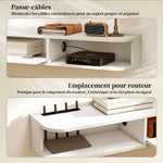 Meuble TV Suspendu, Meuble Télé pour Téléviseur jusqu'à 75 Pouces, Tiroir Rabattable, 2 Étagères, 180x24x16cm, Blanc