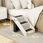 Scalinata pieghevole per cani a 3 gradini antiscivolo, scala per animali in plastica 53 x 30,5 x 36,5 cm, crema