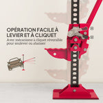 Cric farm jack tout-terrain ATV 4x4, cric pour voiture véhicule charge max. 3000 kg, hauteur de levage 11-135 cm, rouge
