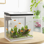 Aquarium en verre avec filtre couvercle et lumière LED pour poissons capacité 28L 38 x 26 x 39,5 cm blanc